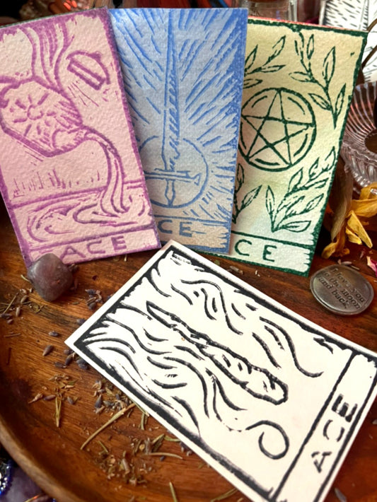 Handprinted Ritual Tarot Card